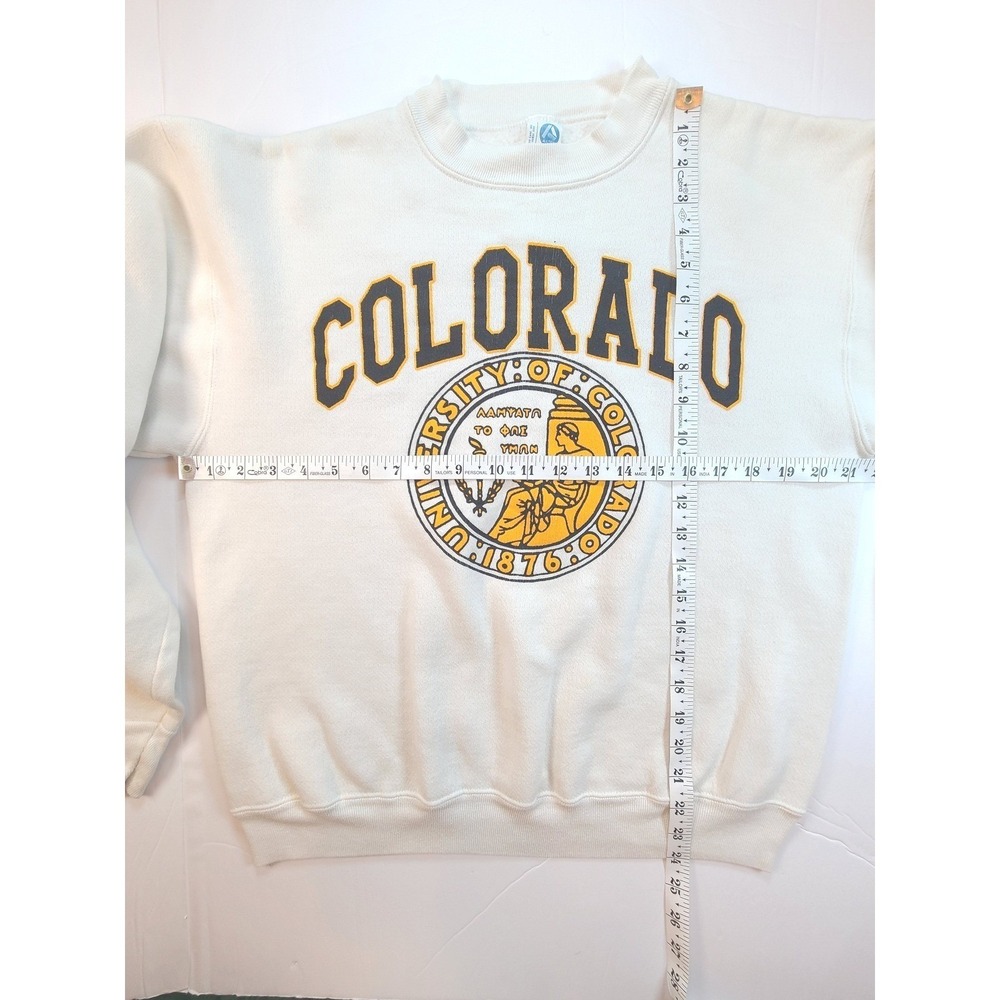 Artex University of Colorado CU Crewneck Sweatshirt Cream M Vintage (late 80s) - Picture 4 of 4